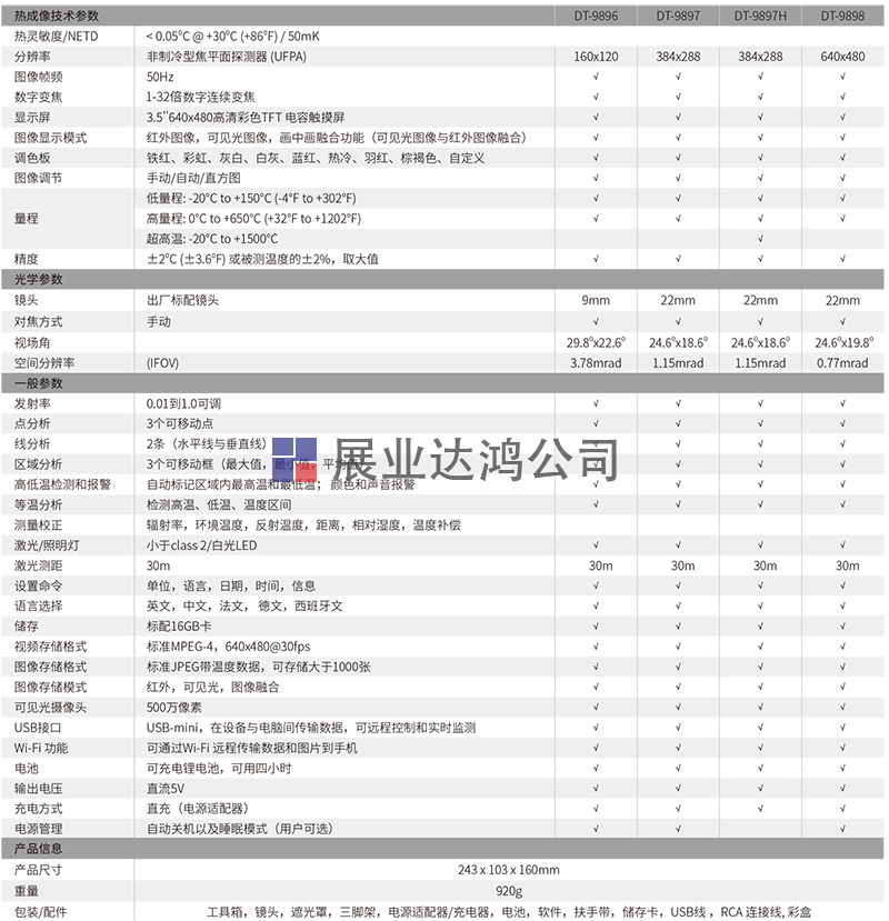 DT-9896/9897/9897H/9898高端工業(yè)型智能紅外熱像儀