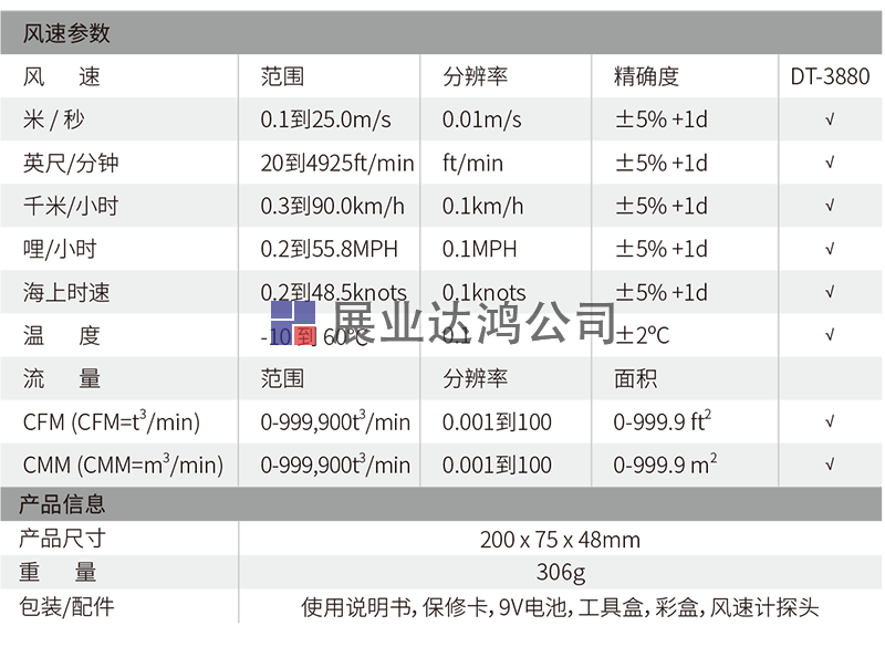 DT-3880熱敏式風(fēng)速儀